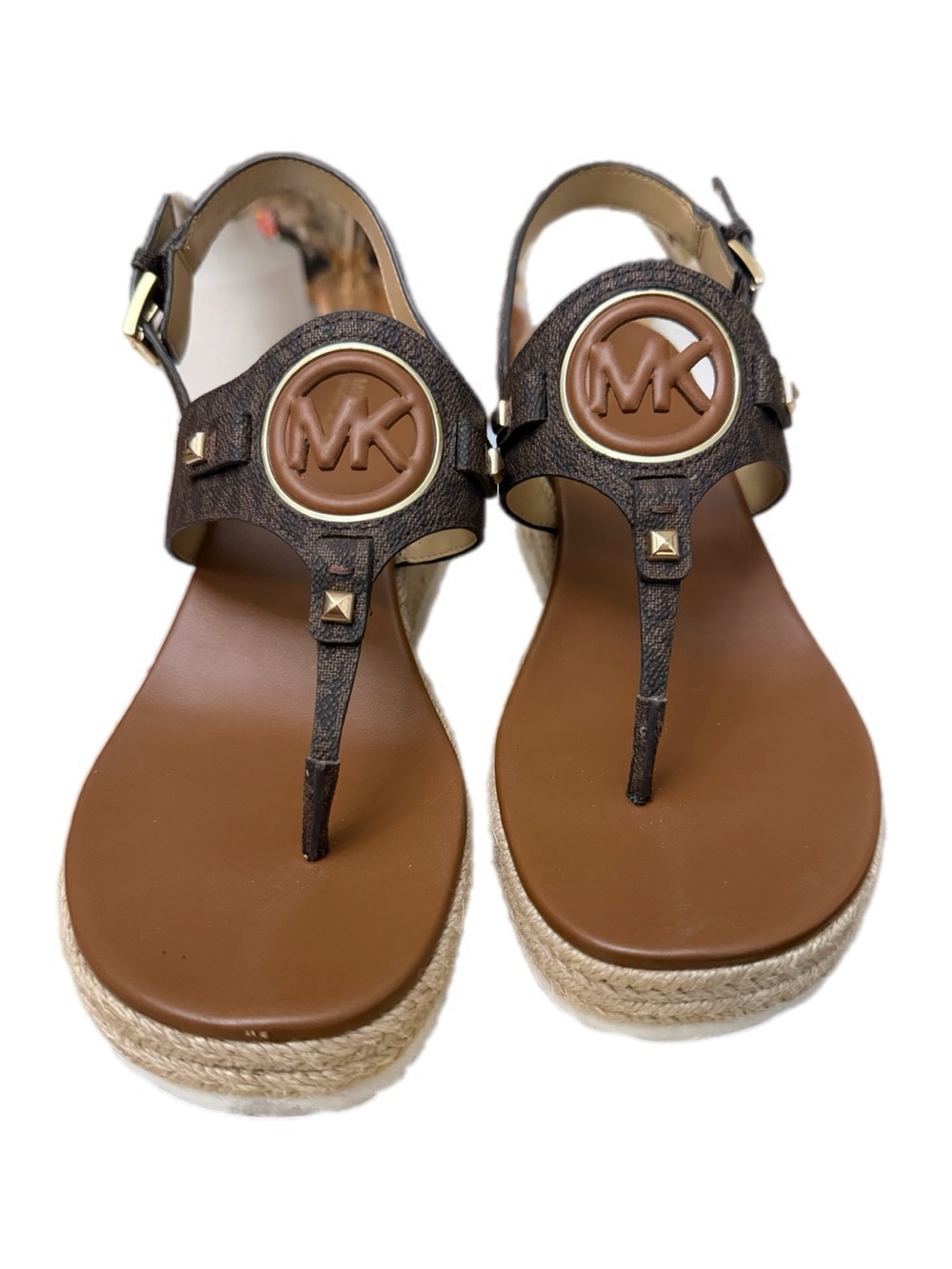 Michael Kors Brown Logo Thong Platform Sandals